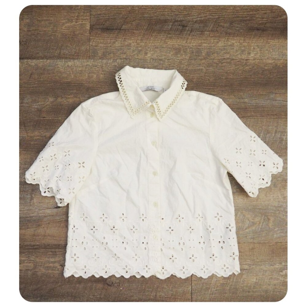 & Other Stories White Eyelet Button Down Shirt